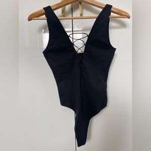Aritzia Wilfred Free Black Lace-Up Bodysuit size small